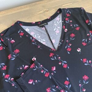 Lane Bryant Womens 14/16 Floral V-Neck Long‎ Sleeve Blouse Top